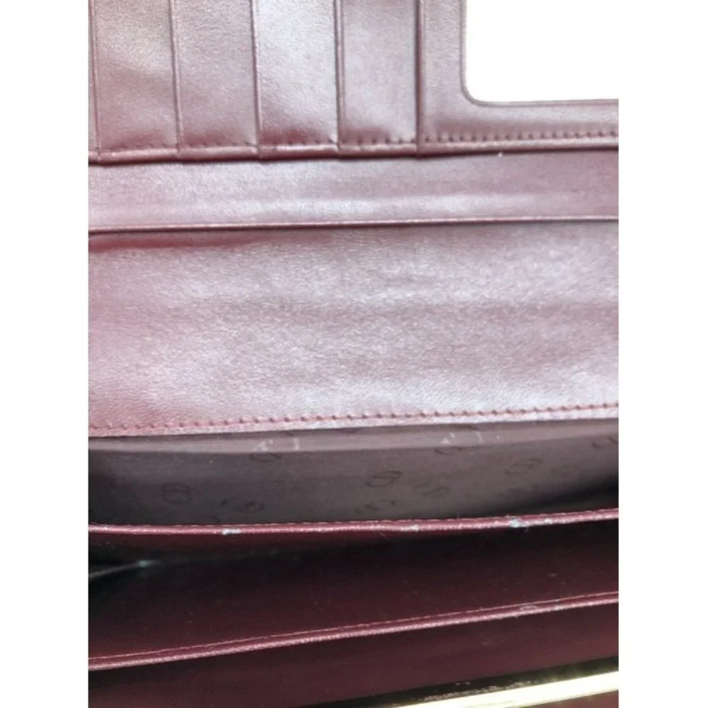 Dior Dark Red Oblique Trotter Print Logo Embossed Leather Wallet